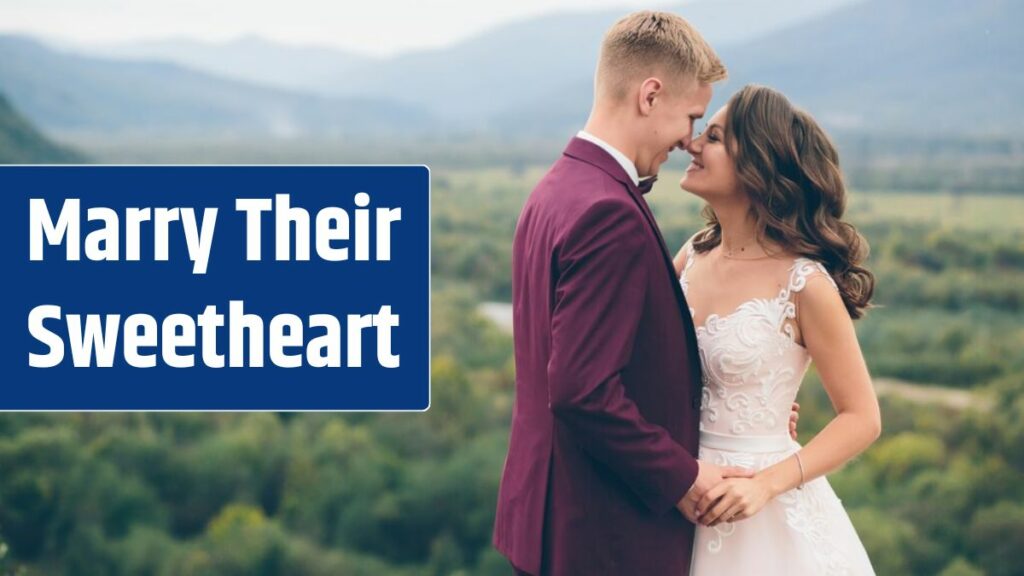 Loving wedding couple in the mountains.